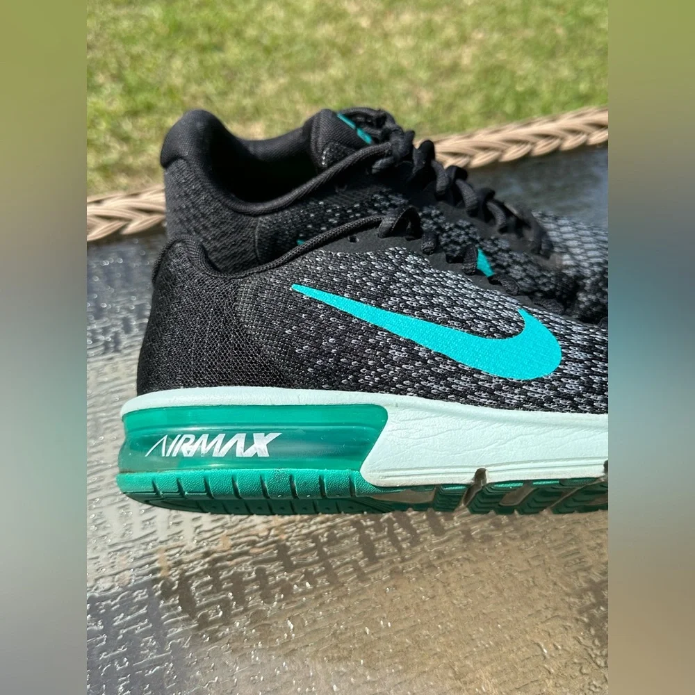 Nike Air Max Black & Teal Running Shoes, Air Max Sequent 2, excellent condition - Picture 5 of 15